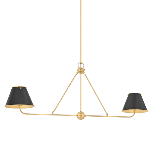 Hudson Valley Burghley 2-Light Linear Chandelier Aged Brass / Distressed Bronze