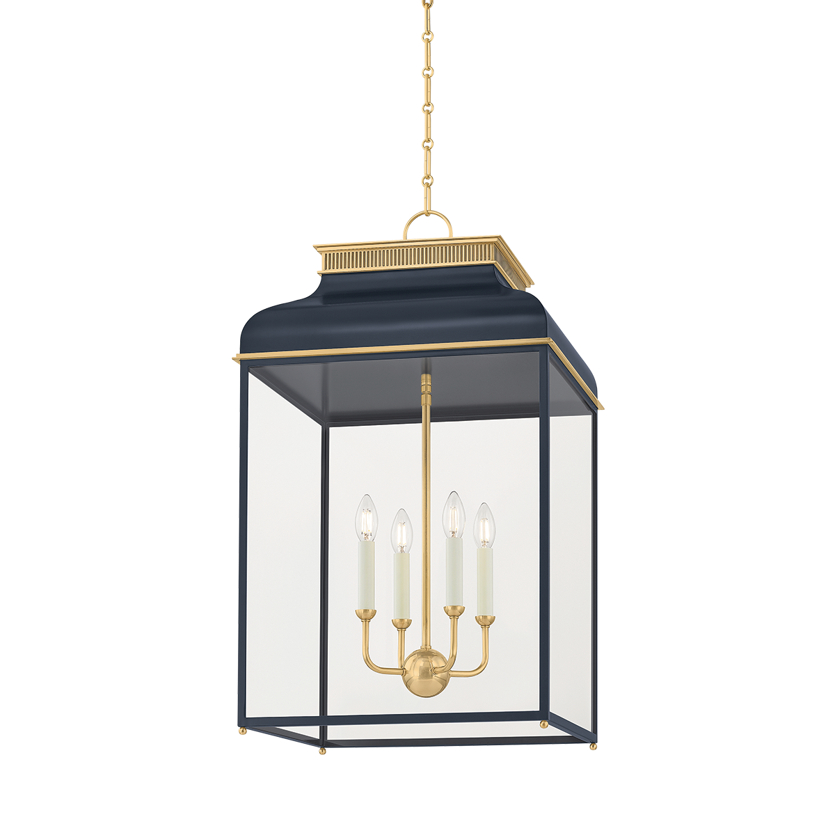 Hudson Valley Houghton 19" 4-Light Lantern Aged Brass / Distressed Bronze