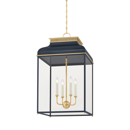 Hudson Valley Houghton 19" 4-Light Lantern Aged Brass / Distressed Bronze