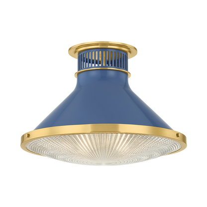 Hudson Valley Highclere 17.75" Flush Mount Aged Brass / Soft French Blue