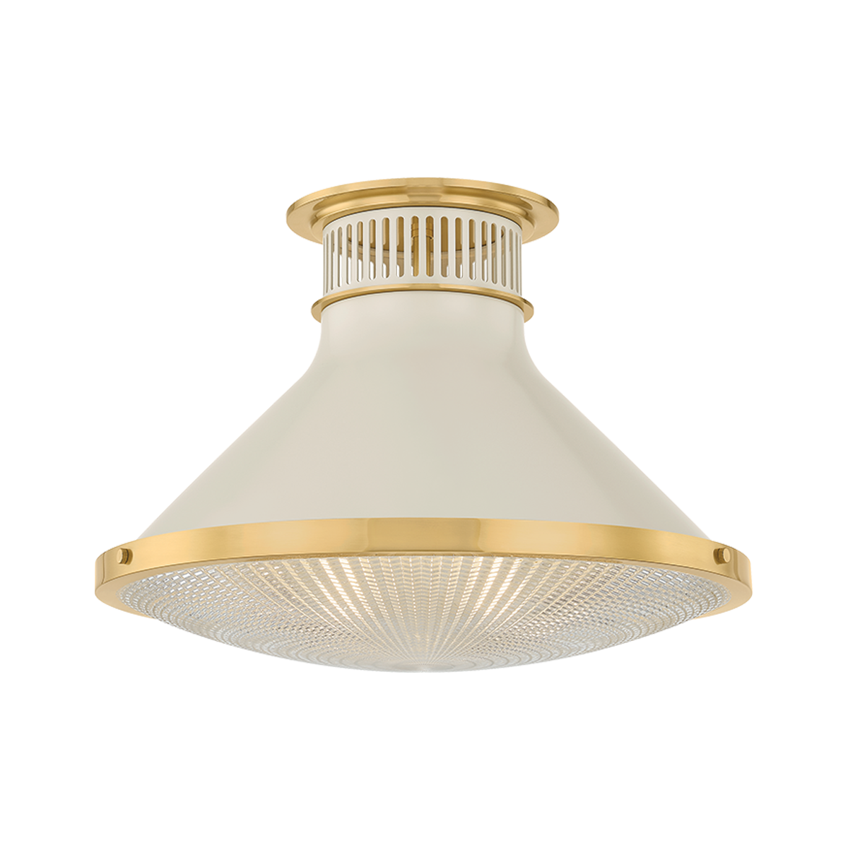 Hudson Valley Highclere 17.75" Flush Mount Aged Brass / Off-White with Off White