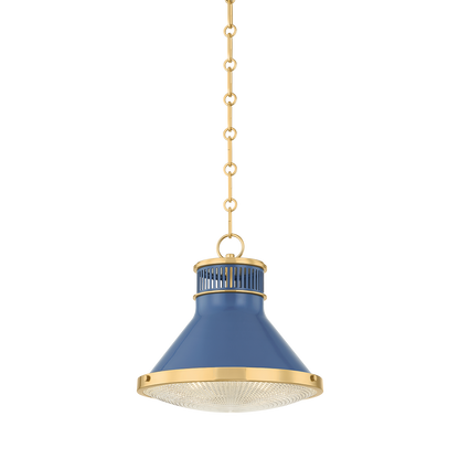 Hudson Valley Highclere 12.75" Pendant Aged Brass / Soft French Blue
