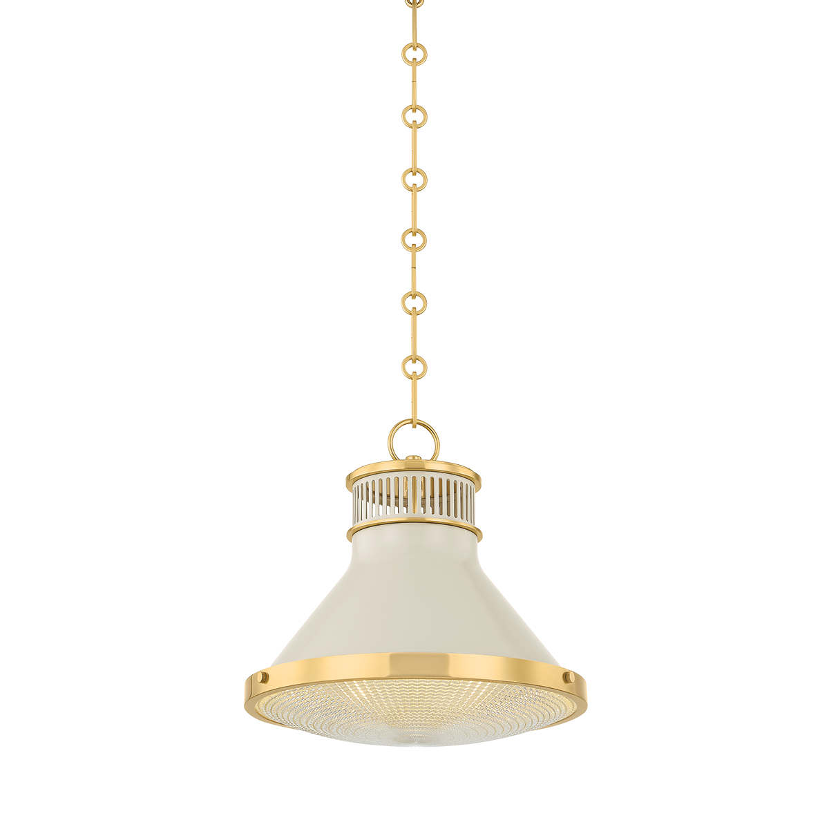 Hudson Valley Highclere 12.75" Pendant Aged Brass / Off-White with Off White