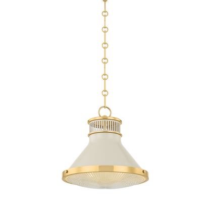 Hudson Valley Highclere 12.75" Pendant Aged Brass / Off-White with Off White