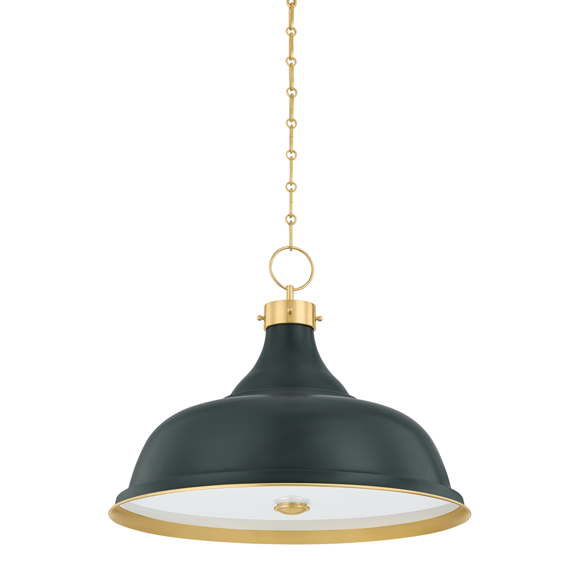 Hudson Valley Painted No. 1 4-Light Pendant Aged Brass / Soft Studio Green