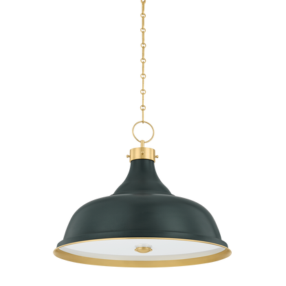 Hudson Valley Painted No. 1 4-Light Pendant Aged Brass / Soft Studio Green