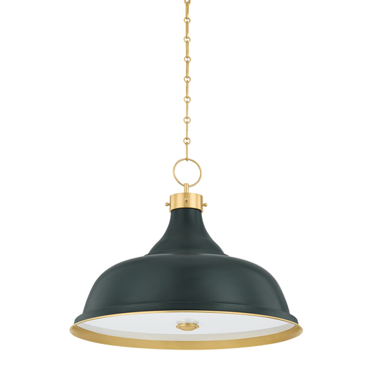 Hudson Valley Painted No. 1 4-Light Pendant Aged Brass / Soft Studio Green