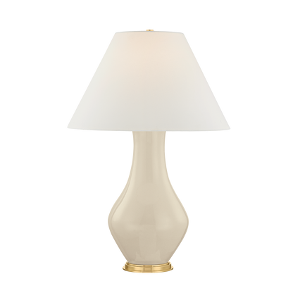 Hudson Valley Hanslope Table Lamp Aged Brass / Ceramic French Muslin