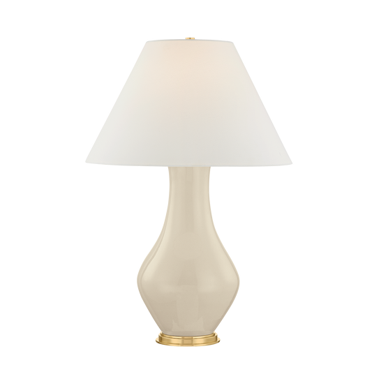 Hudson Valley Hanslope Table Lamp Aged Brass / Ceramic French Muslin