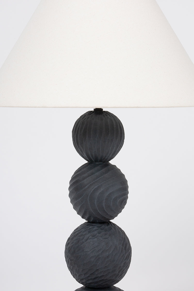 Troy Miela Table Lamp Forged Iron/Ceramic Black Motif Detail 2