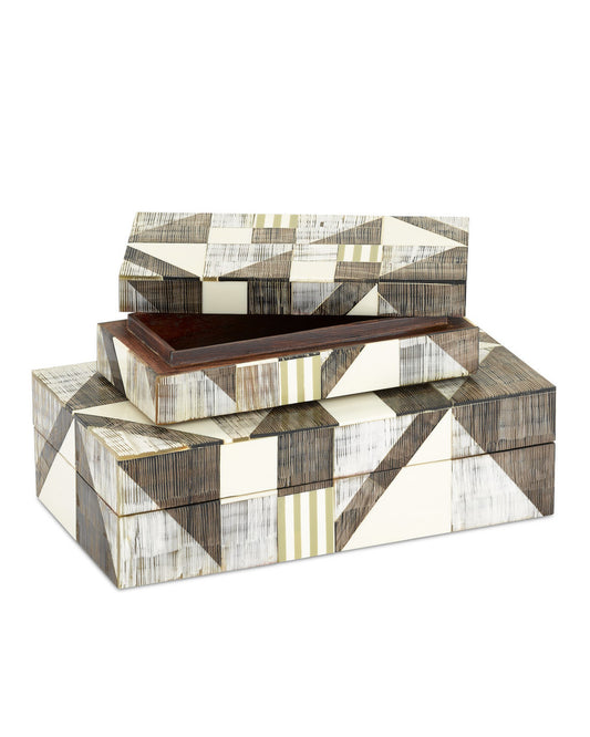 Modernist Bone & Horn Boxes, Set of 2, Currey and Company 1200-0370