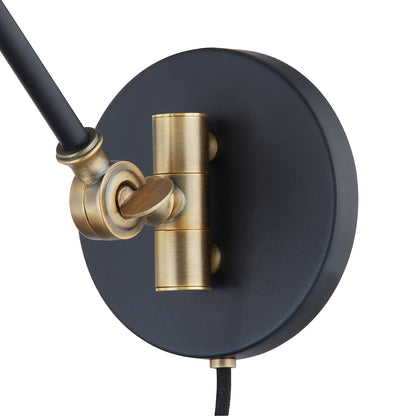 Troy Navin Plug-In Wall Sconce Patina Brass / Textured Black Detail 1
