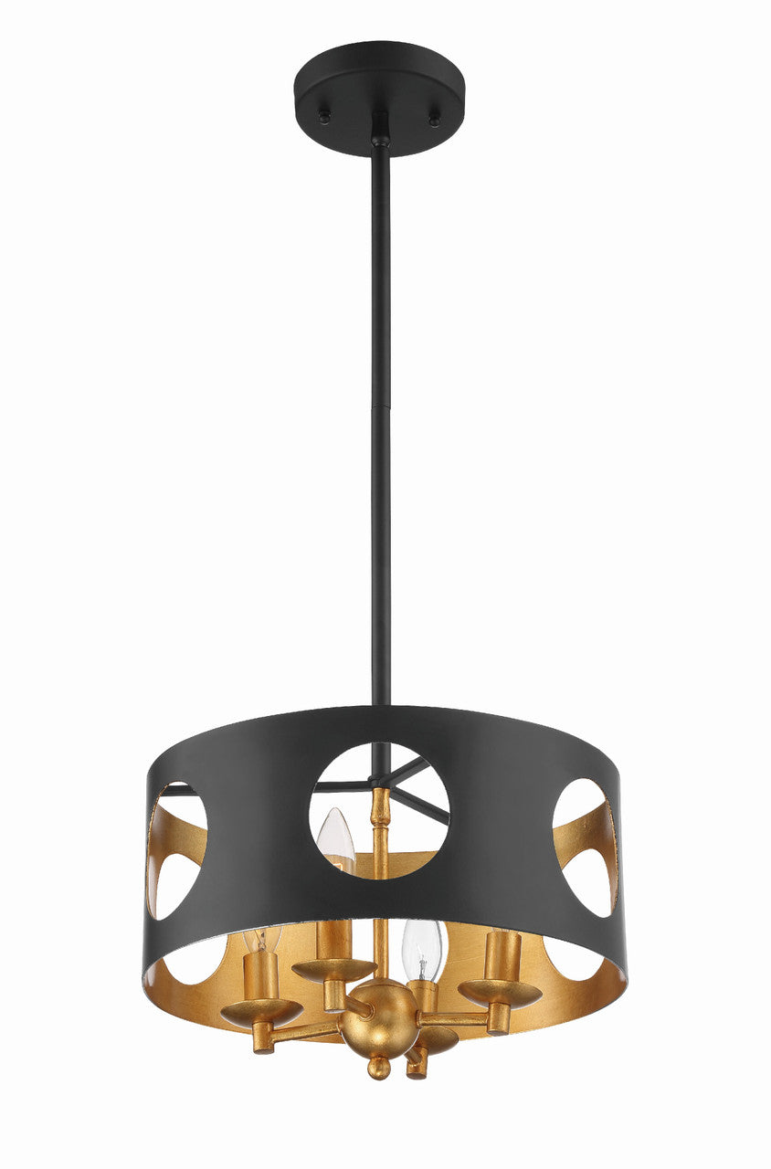 Crystorama Odelle Mini Chandelier Black, Antique Gold