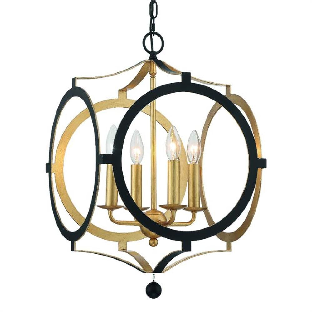 Crystorama Odelle Chandelier Black, Antique Gold