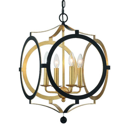 Crystorama Odelle Chandelier Black, Antique Gold