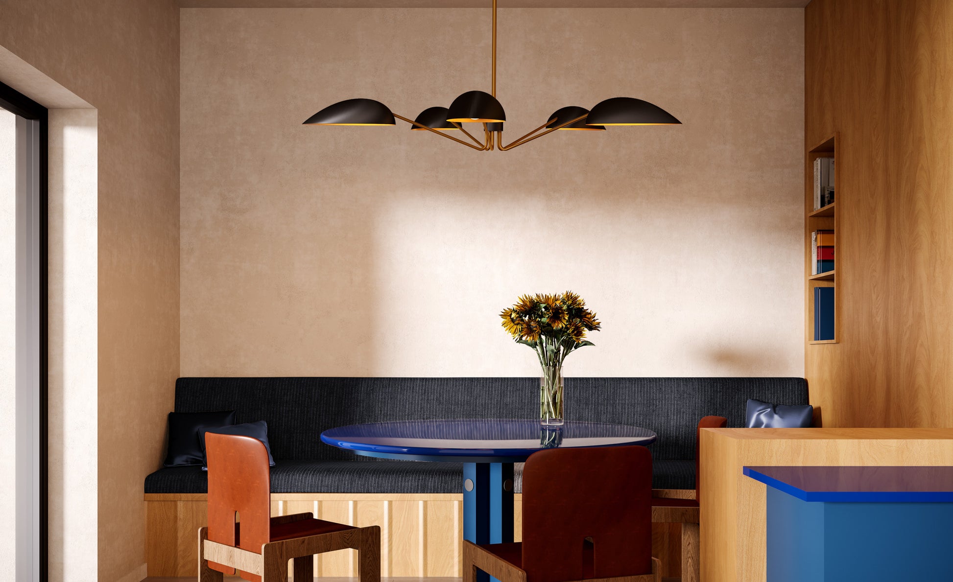 Alora Lighting Oscar Pendant, 5-Light, Matte Black, Aged Gold, 46"D (PD550545MBAG 706TVJM)