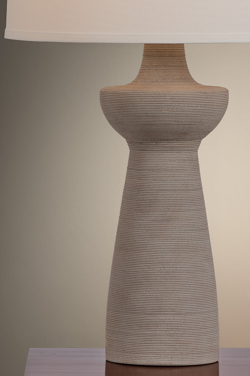Troy Osgood Table Lamp Patina Brass / Ceramic Raked Sand Detail 1