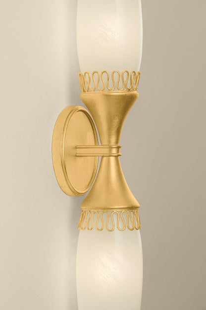 Hudson Valley Pennebrook 2-Light Wall Sconce Vintage Gold Leaf detail view 3