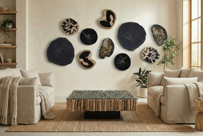 Cast Petrified Wood Wall Tile - Black, 28"W