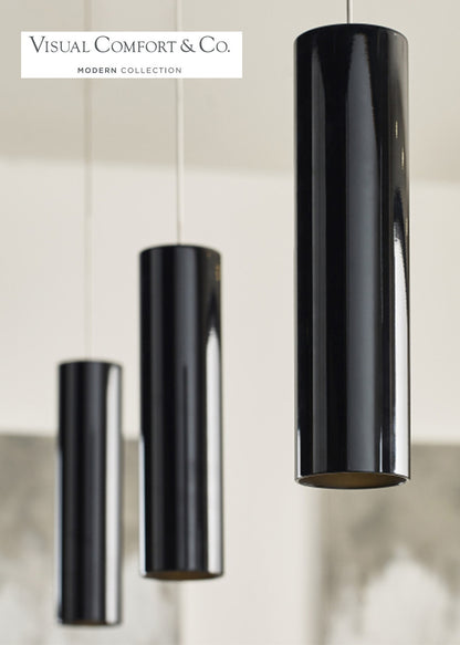 Visual Comfort Modern Piper Pendant White, Satin Nickel