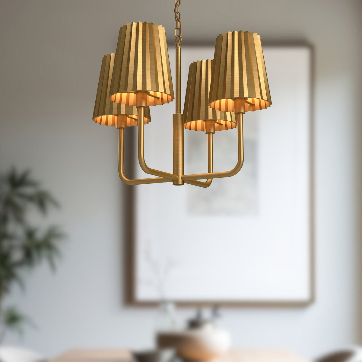 Plisse 23" 4-Light Chandelier