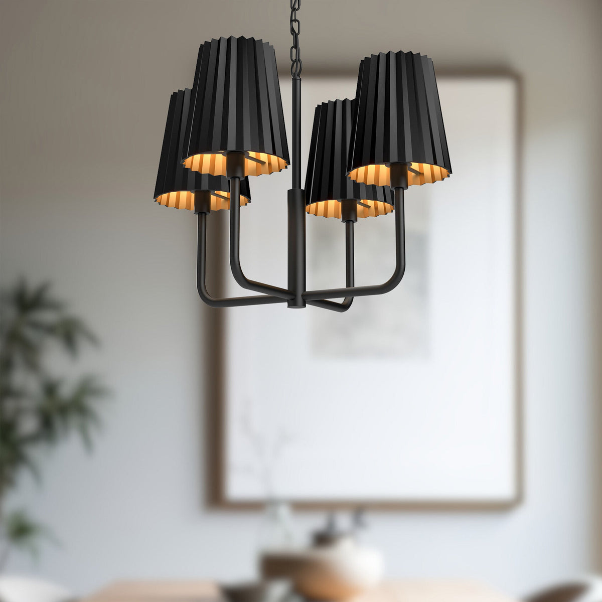 Plisse 23" 4-Light Chandelier