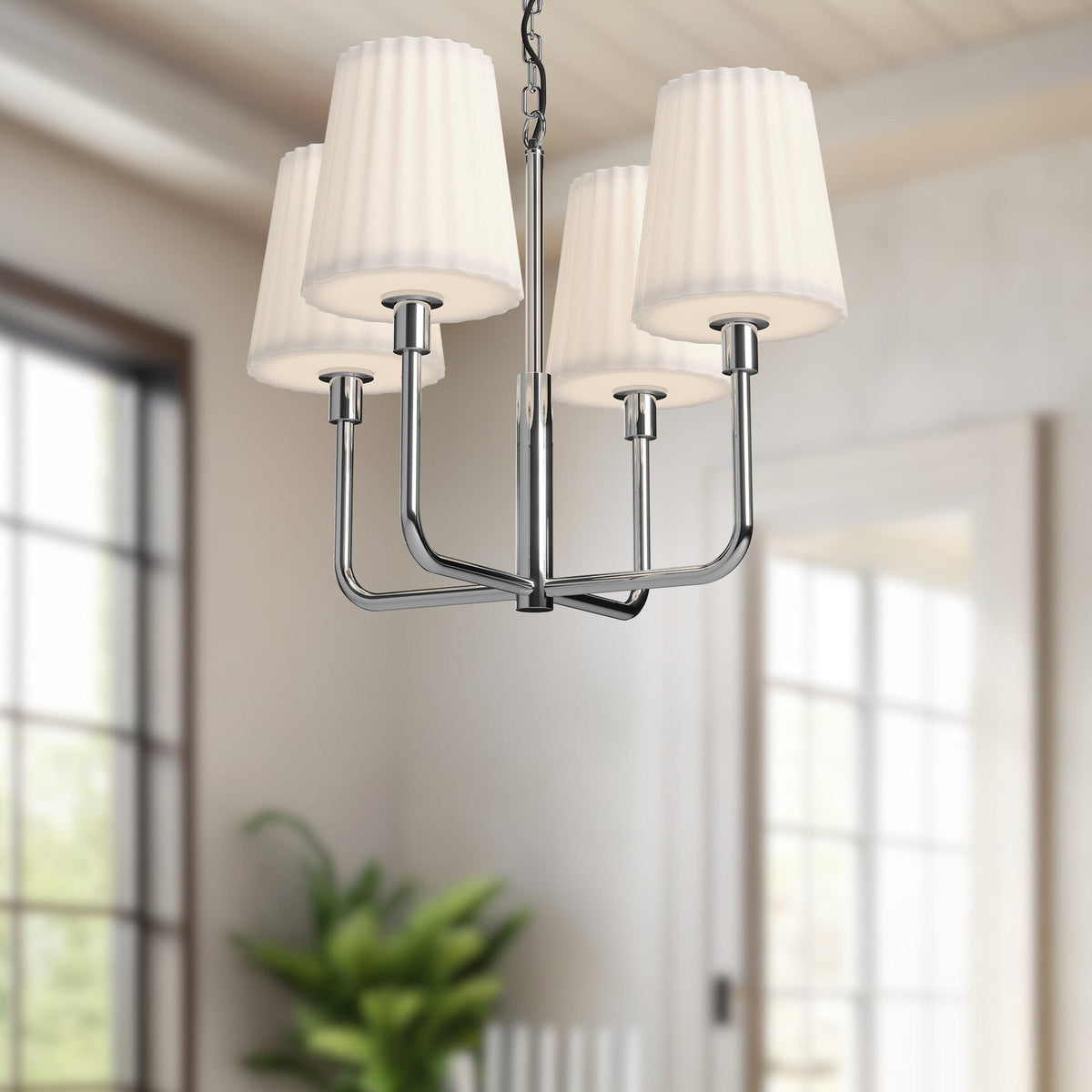 Plisse 23" Glass 4-Light Chandelier