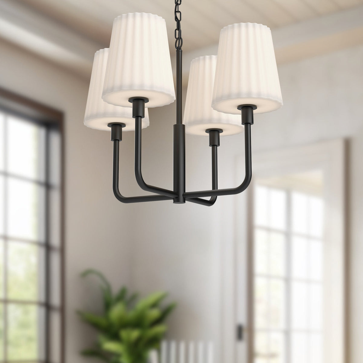 Plisse 23" Glass 4-Light Chandelier