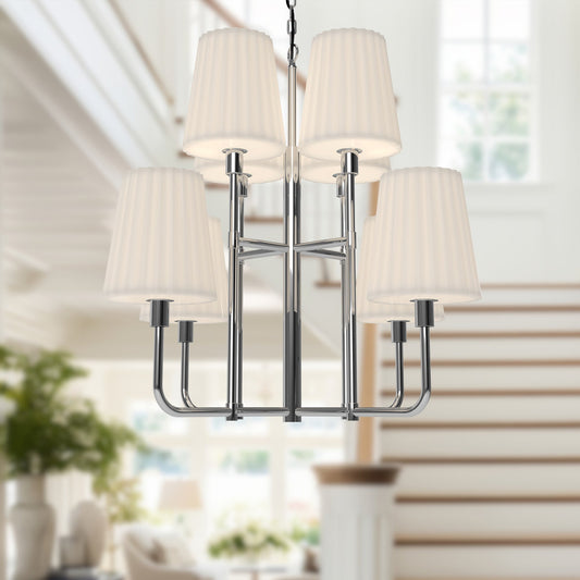 Plisse 30" 8-Light Opal Chandelier