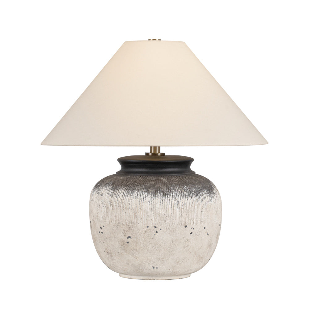 Troy Unearthed Table Lamp Patina Brass / Ceramic Flamed White