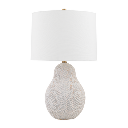 Troy Crater Table Lamp Patina Brass Ceramic White Gold
