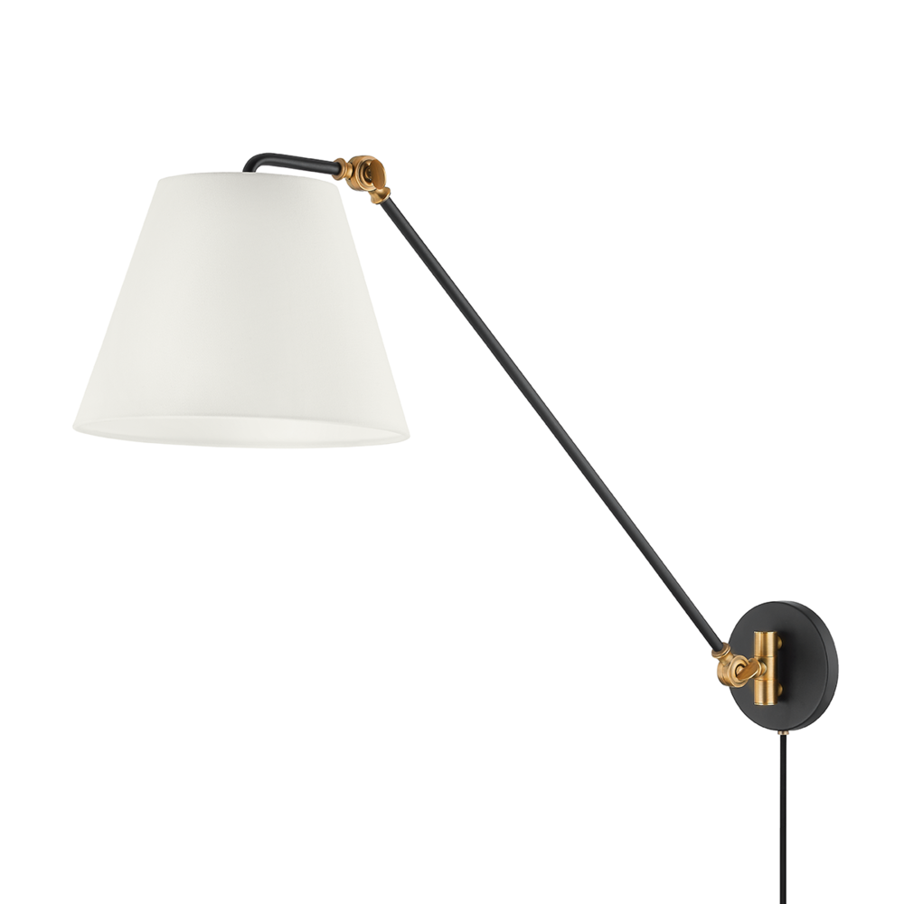 Troy Navin Plug-In Wall Sconce Patina Brass / Textured Black