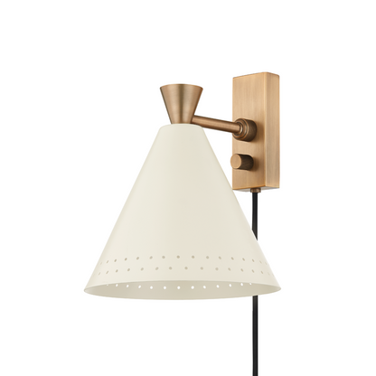 Troy Arvin Plug-In Wall Sconce Patina Brass / Soft Sand