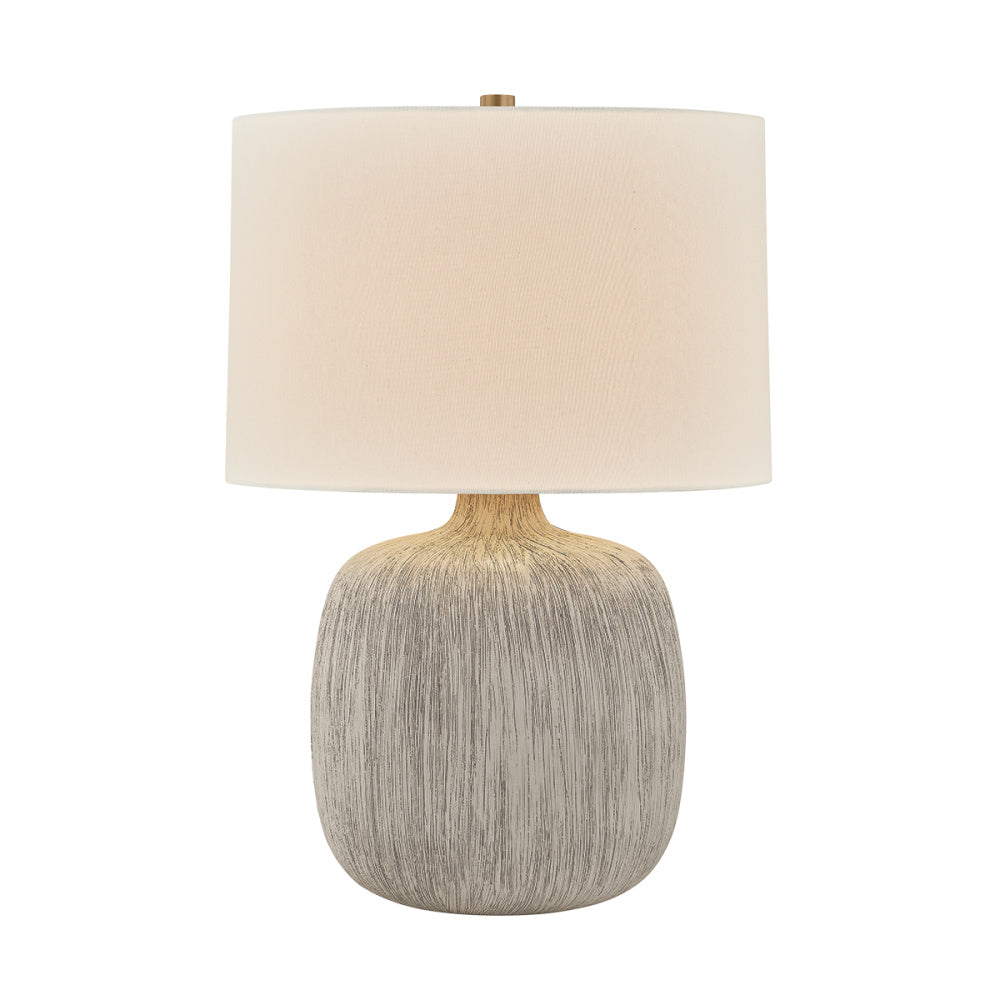 Troy Keagan Table Lamp Patina Brass / Ceramic Stria Wheat