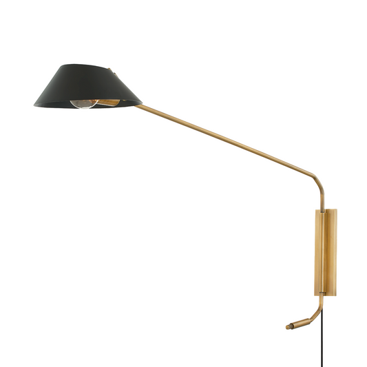 Troy Sacramento Plug-In Wall Sconce Patina Brass / Soft Black