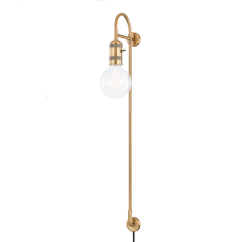 Troy Dean Plug-In Wall Sconce Patina Brass