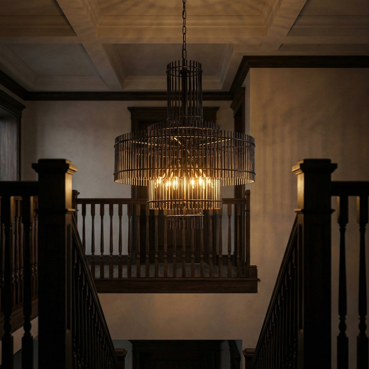 Noir Ghost Chandelier Matte Black styled in an interior setting