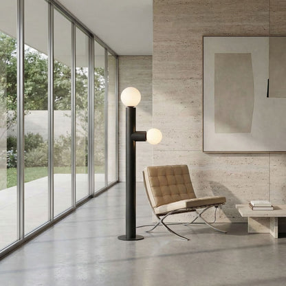 Noir Marlowe Floor Lamp Matte Black styled in an interior setting