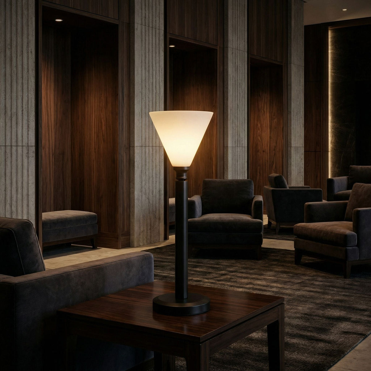 Noir Albert Lamp Matte Black styled in an interior setting