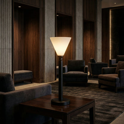 Noir Albert Lamp Matte Black styled in an interior setting