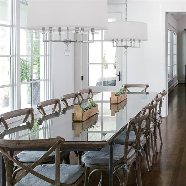 Paxton Chandelier - Polished Nickel, Clear Glass Drops 21"H, Crystorama (8116-PN 2KRUH)