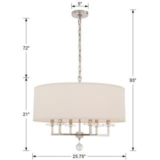 Paxton Chandelier - Polished Nickel, Clear Glass Drops 21"H, Crystorama (8116-PN 2KRUH)