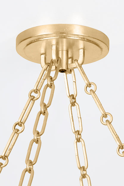 Hudson Valley Quebec 6-Light Chandelier Gold Leaf detail view 5