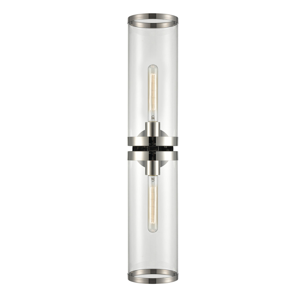 Revolve II Bathroom Vanity Light, 2-Light, Polished Nickel, Clear Glass, 28.63"H WV311602PNCG