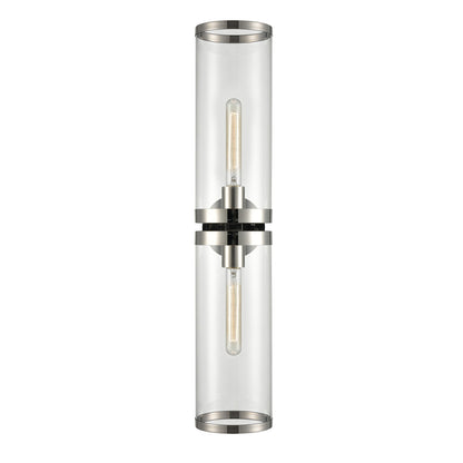 Revolve II Bathroom Vanity Light, 2-Light, Polished Nickel, Clear Glass, 28.63"H WV311602PNCG