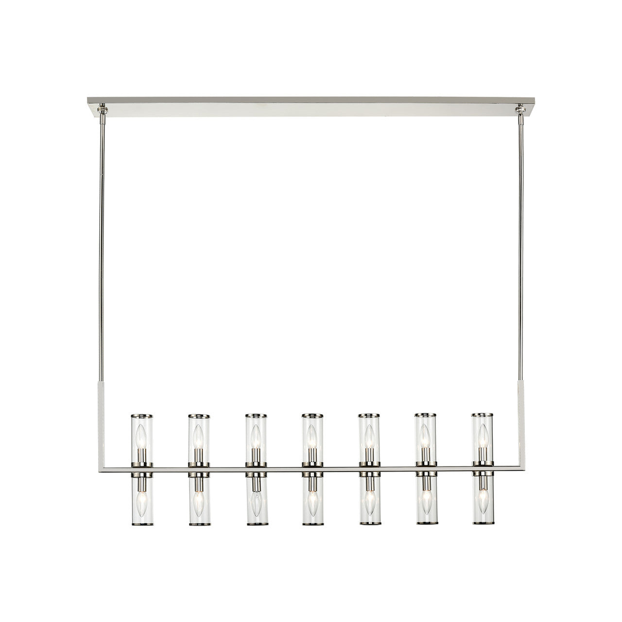 Revolve Linear Chandelier, 14-Light, Polished Nickel, Clear Glass, 47.25"L LP309077PNCG