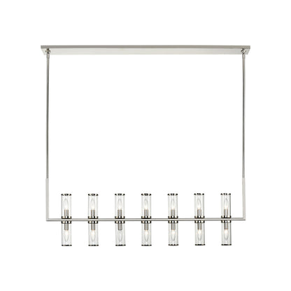Revolve Linear Chandelier, 14-Light, Polished Nickel, Clear Glass, 47.25"L LP309077PNCG