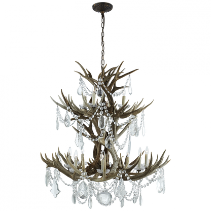 Ralph Lauren Straton Double Tier Chandelier Natural Bone with Antiqued Crystal