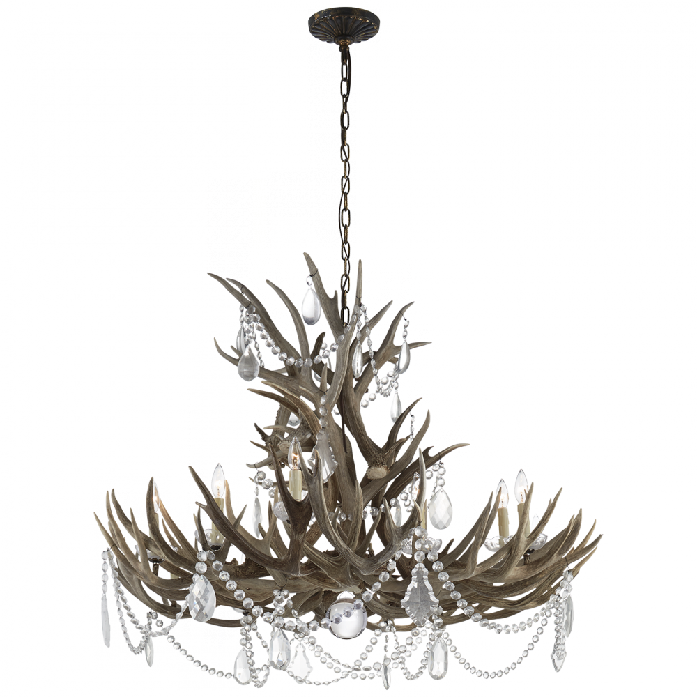 Ralph Lauren Straton Wide Chandelier Natural Bone with Antiqued Crystal