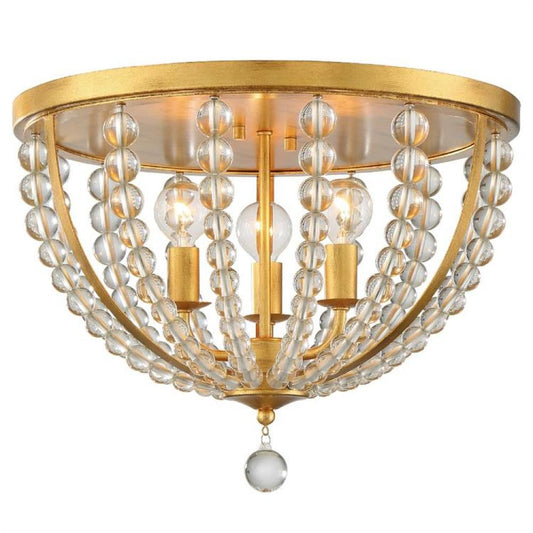 Crystorama Roxy Flush Mount Antique Gold